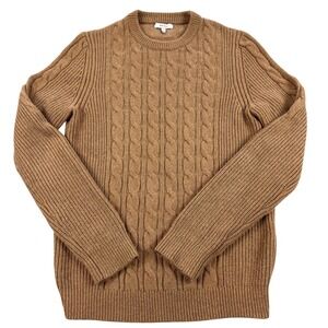 Reiss Matthew Mens Small Brown Cable Knit Wool Cashmere‎ Blend Crewneck Sweater